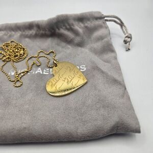 Michael Kors Gold-Tone Heart Pendant Necklace 30" Drawstring Dust Bag
